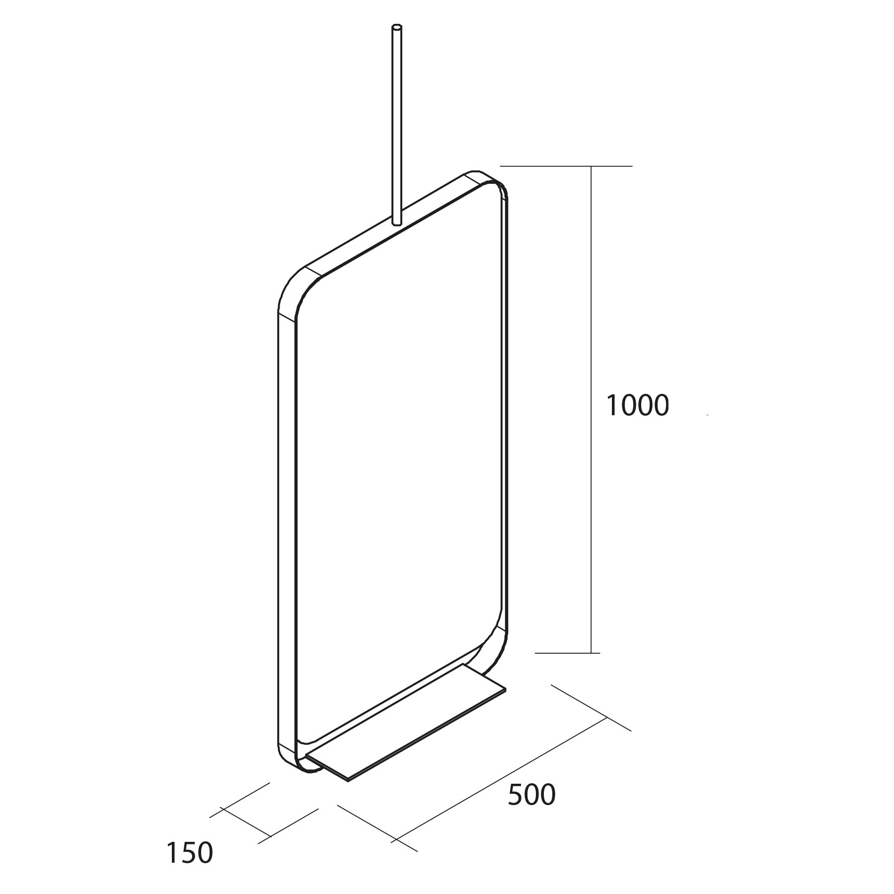 Muebles Twist roterende spiegel 50x100cm zwart