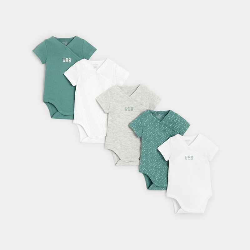 Body croisé (lot de 5) vert naissance