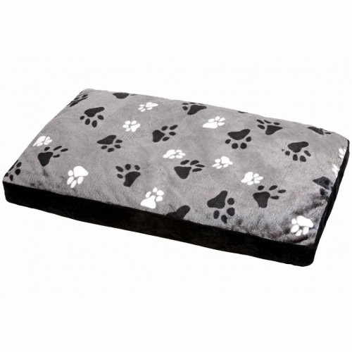 Colchão para cachorro com estampa de pata, cinza
