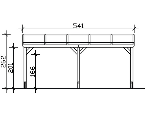 SKAN HOLZ Vogtland enkele carport met paalankers 300x541 cm walnoot