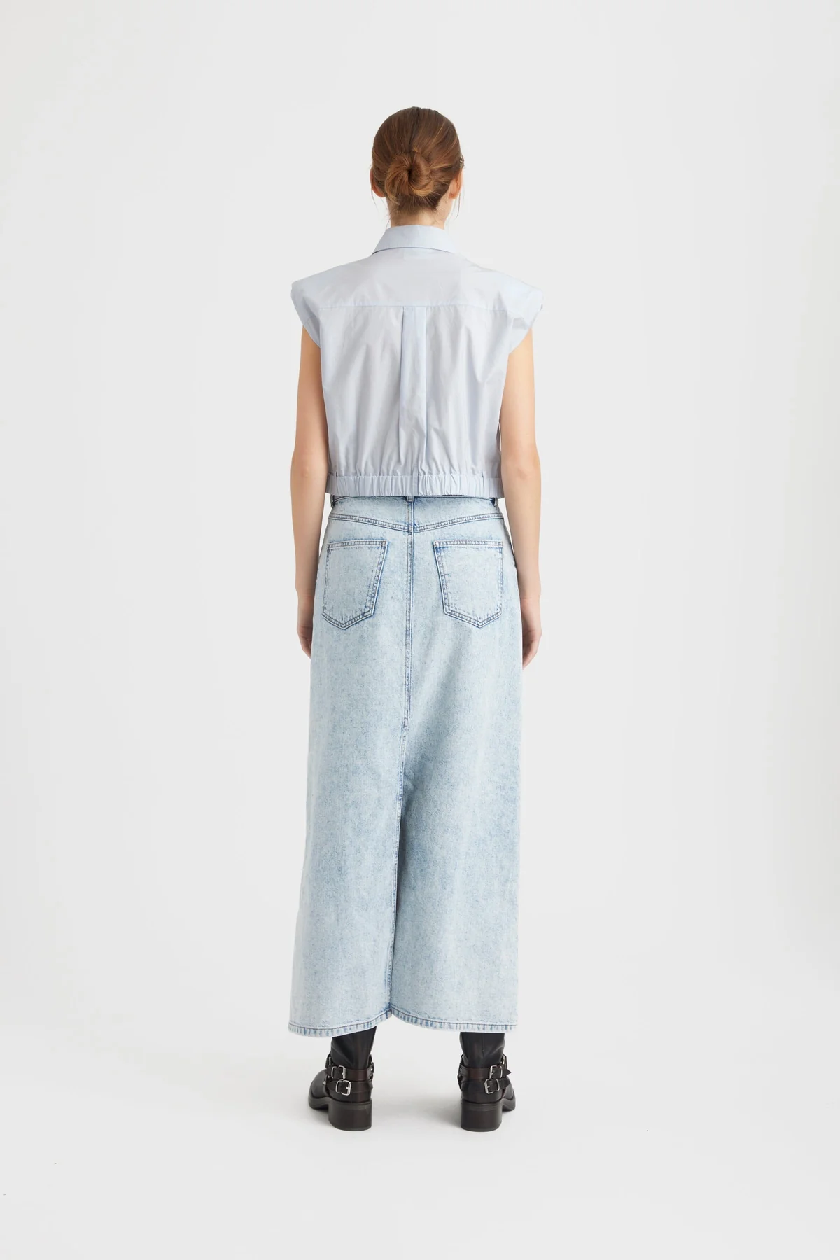 Gestuz MilyGZ HW long skirt mid blue washed