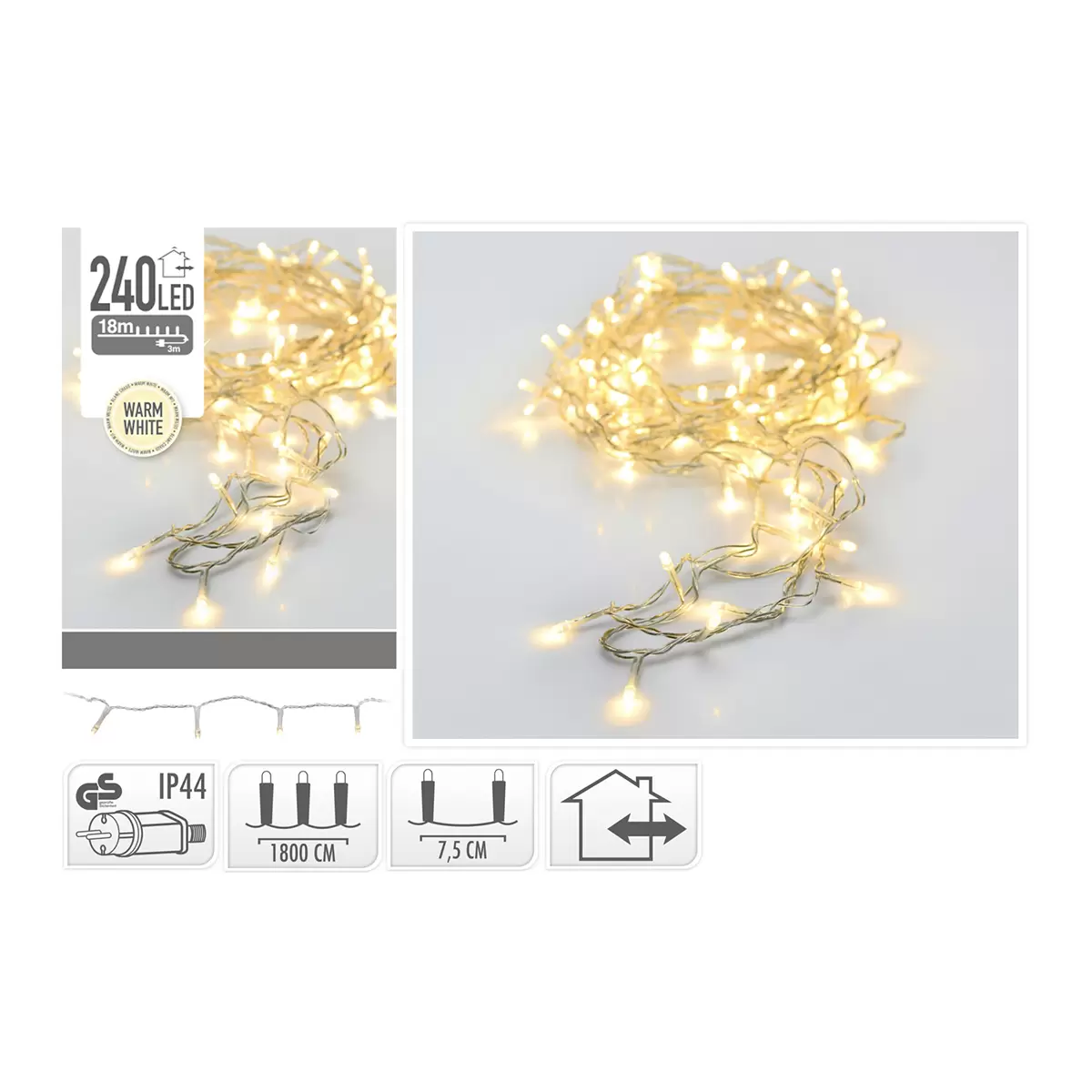 Lichterkette warmweiss goldgelb,silber