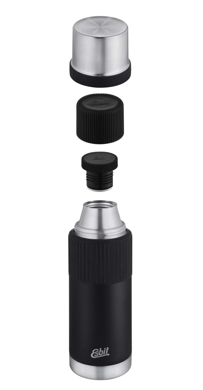 Esbit Edelstahl Isolierflasche mit Manschette 1000ml schwarz
