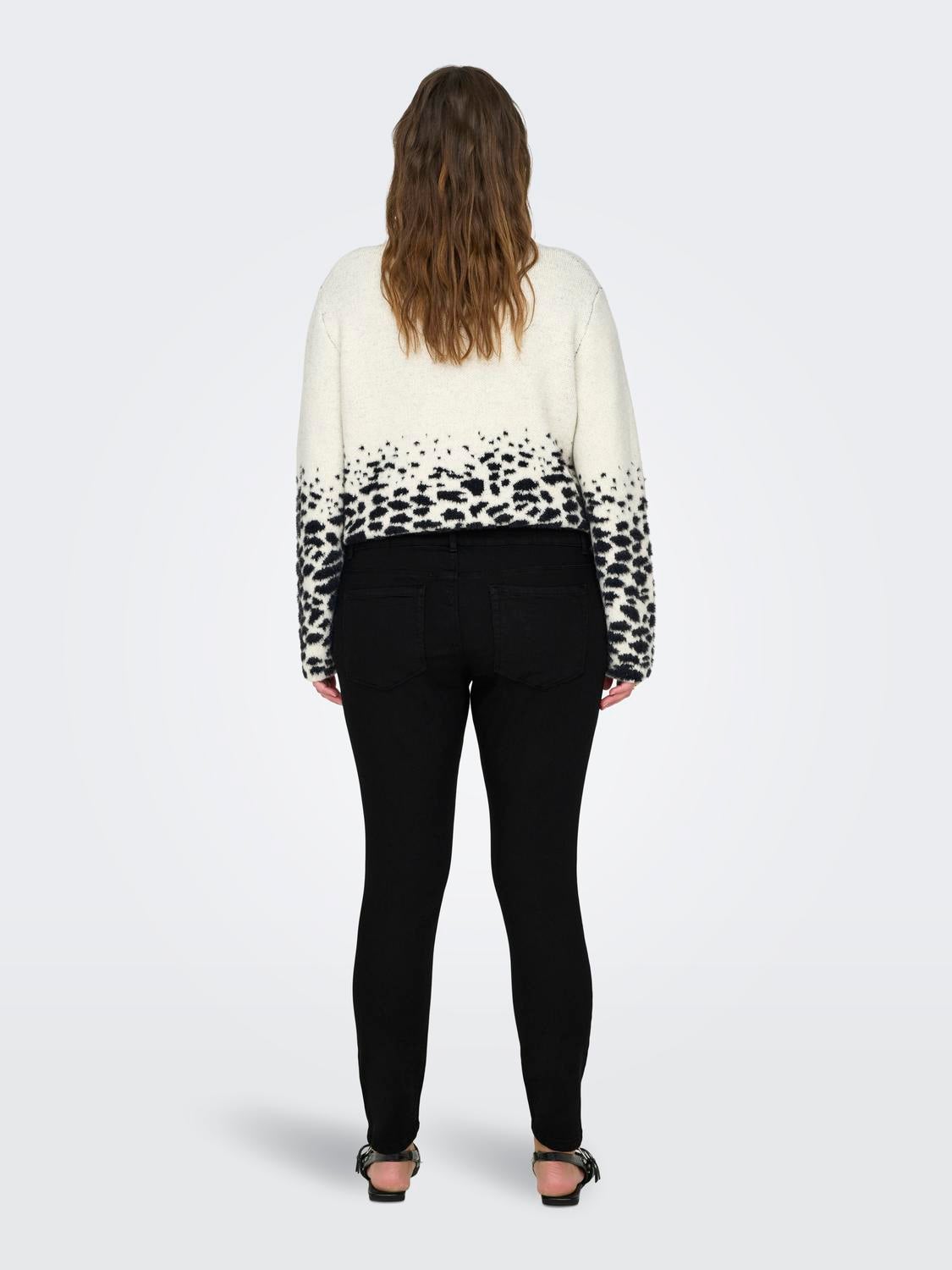CARANNA Mittlere Taille Skinny Fit Jeans Black Denim