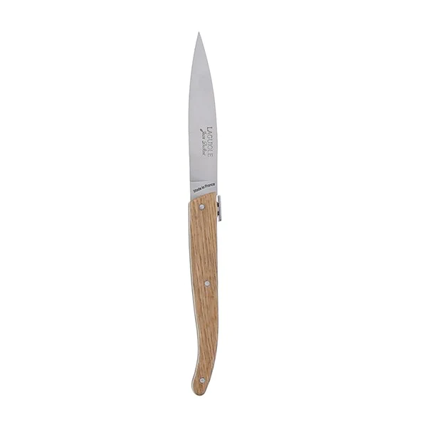 Couteau de poche en bois de chêne avec étui en cuir Laguiole Jean Dubo