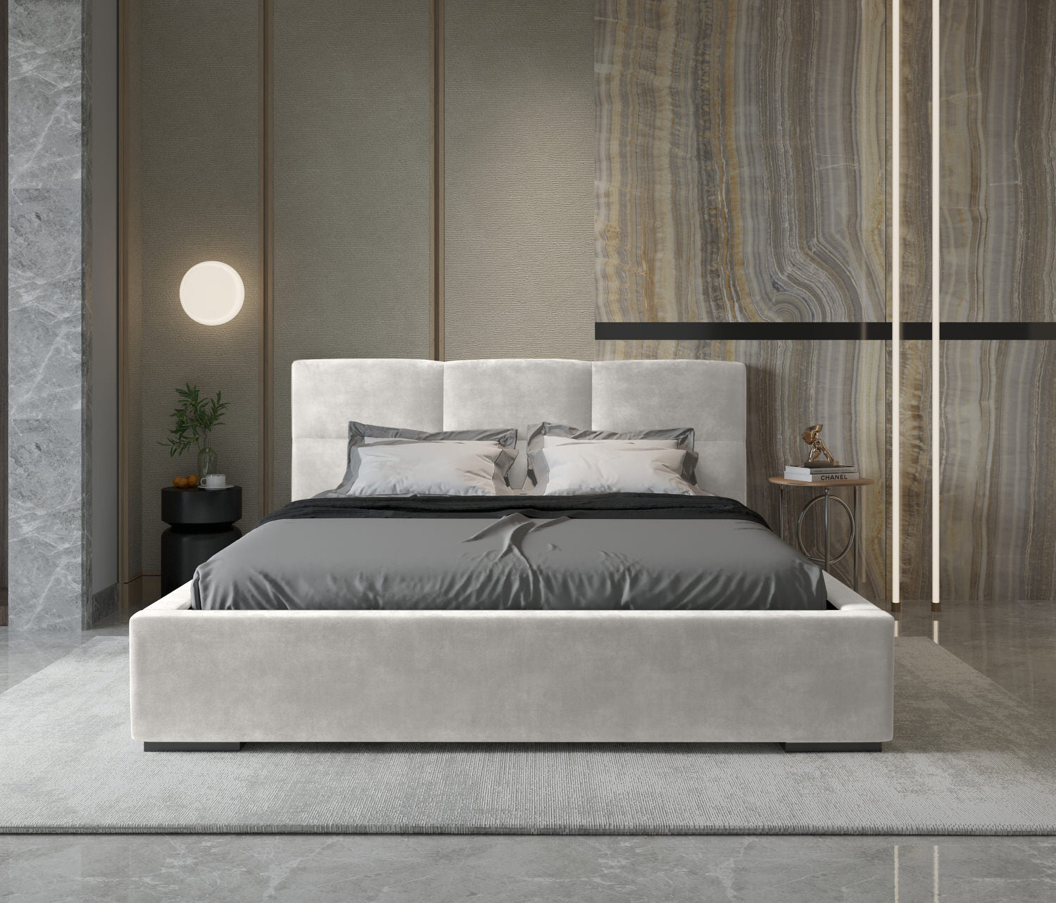 Trae Mobler Porto 140 x 200 cm Gestoffeerd Bed Pearl