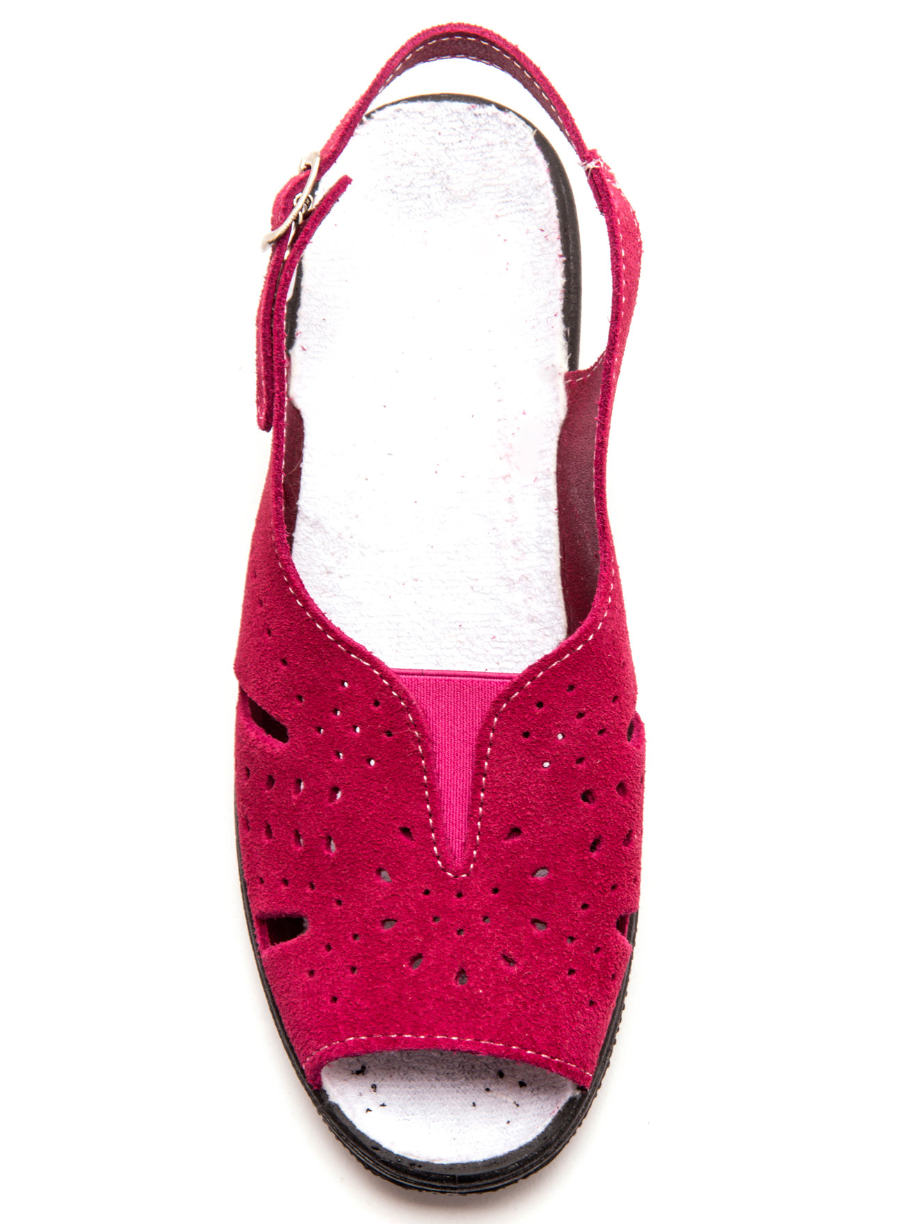 Sandales cuir velours grande largeur
