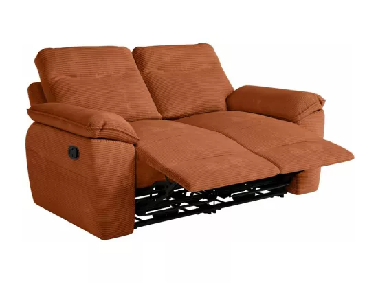 Canapé de relaxation manuel Ross 2 places en velours côtelé - Terracotta - L160 x P100 x H102cm - Loungitude