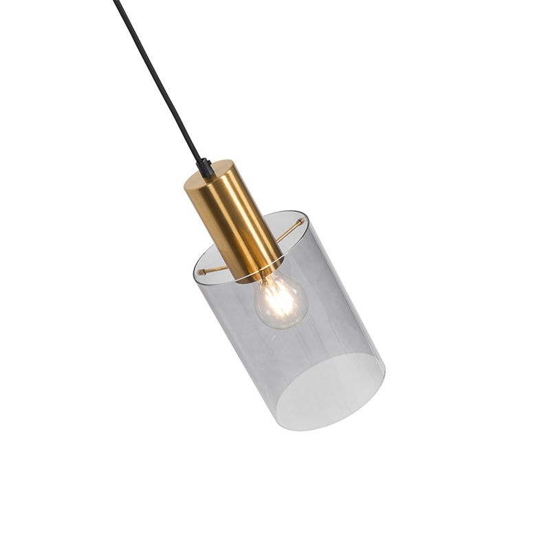 Vintage hanglamp messing met smoke glas - Vidra