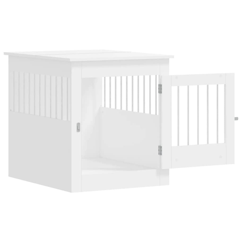 Meuble de cage pour chiens blanc 64,5x80x71cm bois d'ingénierie