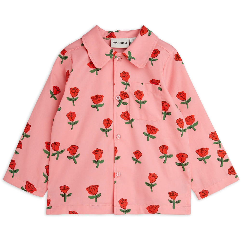 Køb Mini Rodini Pink Roses AOP Woven Skjorte