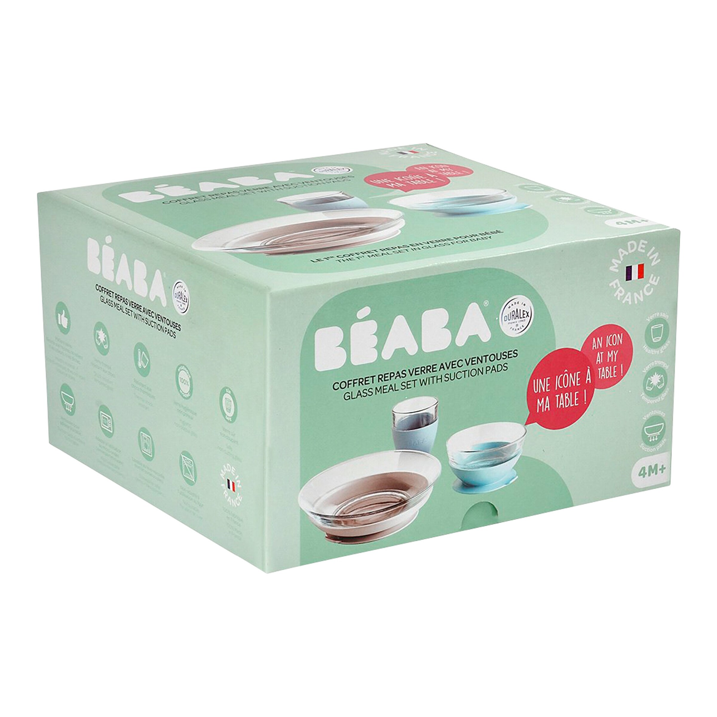 Beaba 3-tlg. Esslernset Glas blau / grau