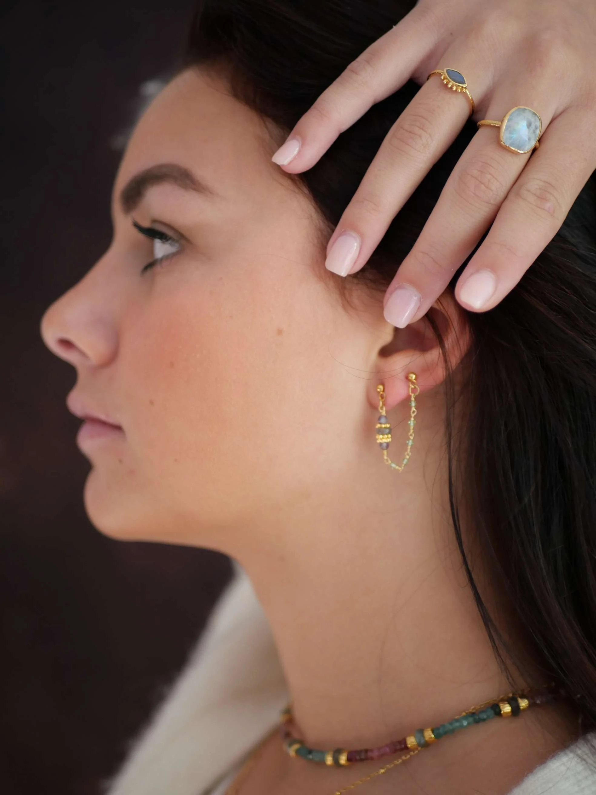 DYUMNA - Doubles boucles d'oreilles péridot | Multicolore