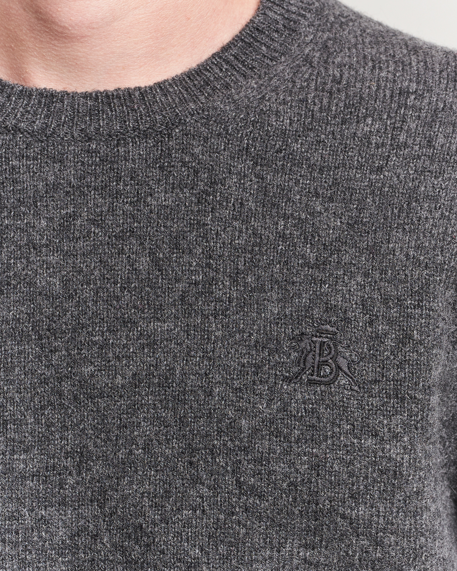 Baracuta Shetland Virgin Wool Crew Neck Mid Grey