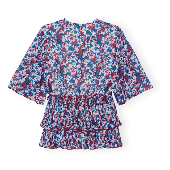 Ganni Blouse Plissée Crêpe Georgette Fibres Recyclées | Bleu