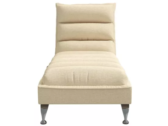 Chaise longue de massage avec coussins crème tissu