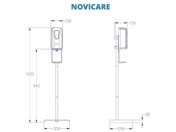 Novicare Dispenser med sensor til håndsprit inkl. gulvstander D1406ST