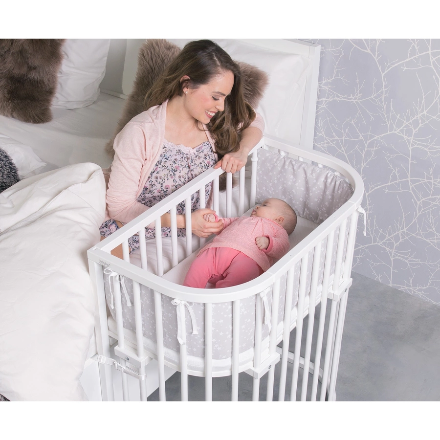 babybay Boxspring Comfort Plus Beistellbett weiß mit Matratze Classic Cotton Soft