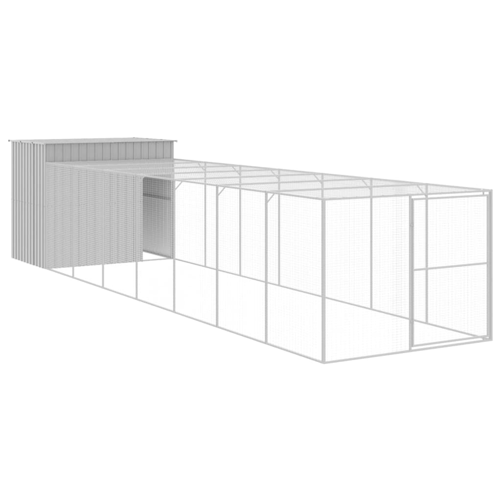 Canil vidaXL, aço galvanizado, cinza claro, 214 x 1069 x 181 cm