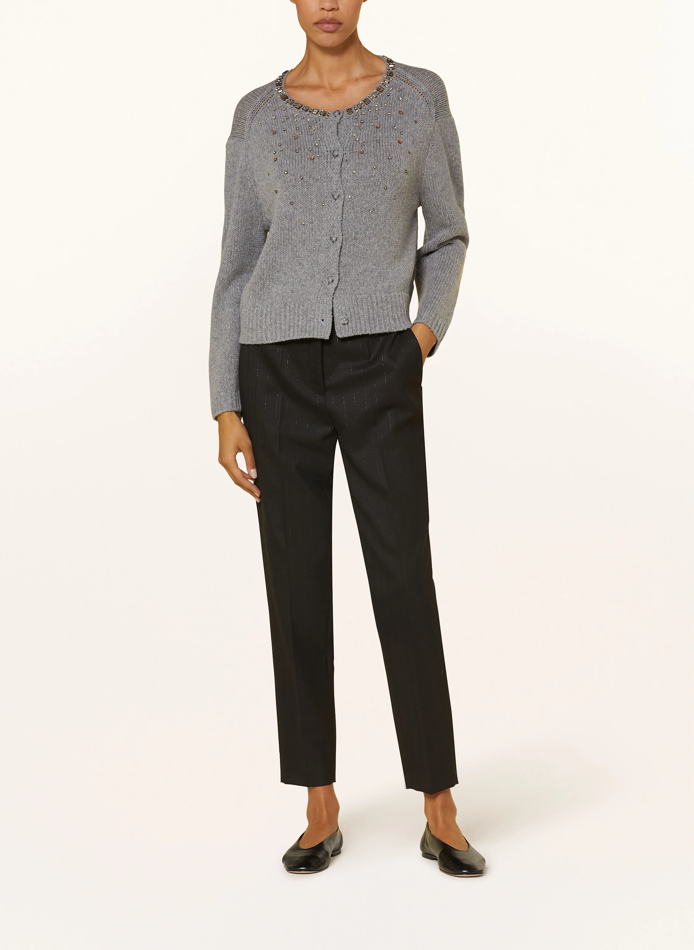 LUISA CERANO Strickjacke mit Alpaka und Schmucksteinen