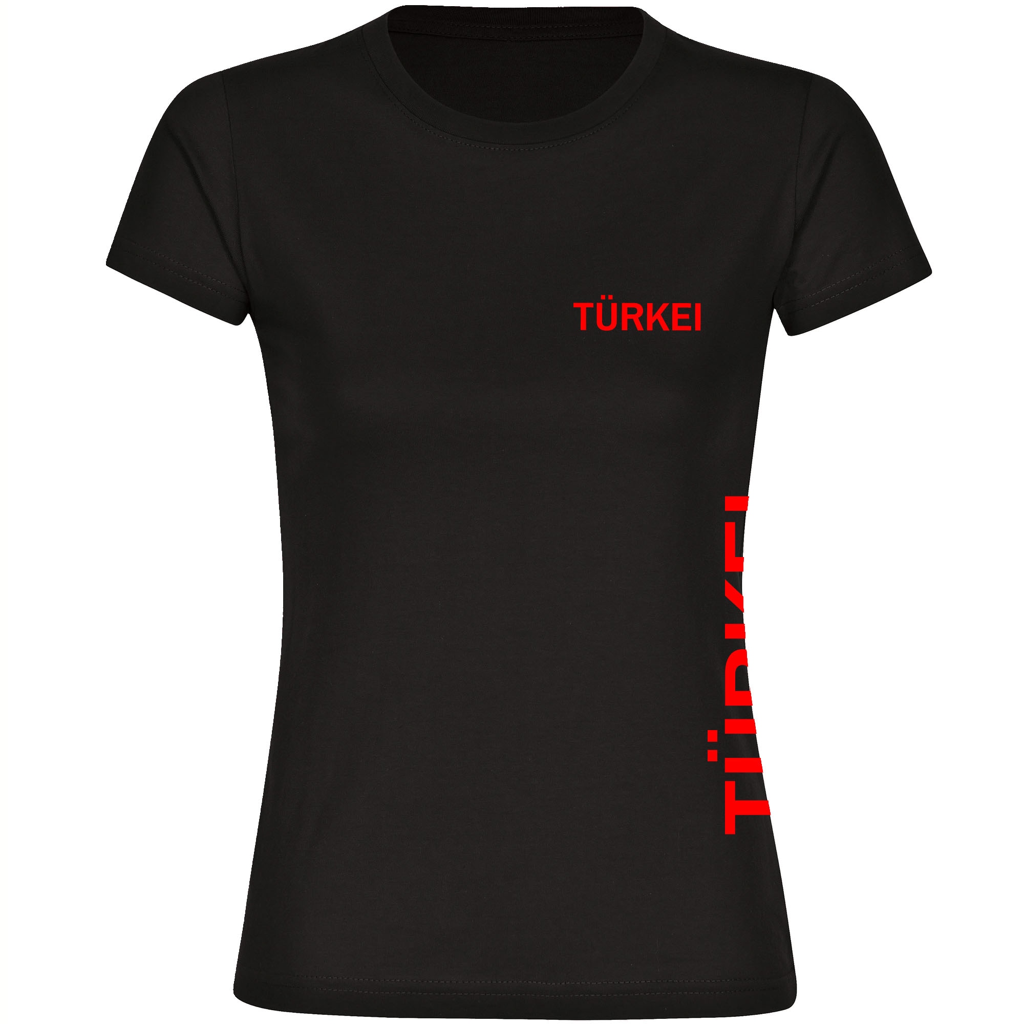 multifanshop® Damen T-Shirt - Türkei - Brust & Seite - Druck rot
