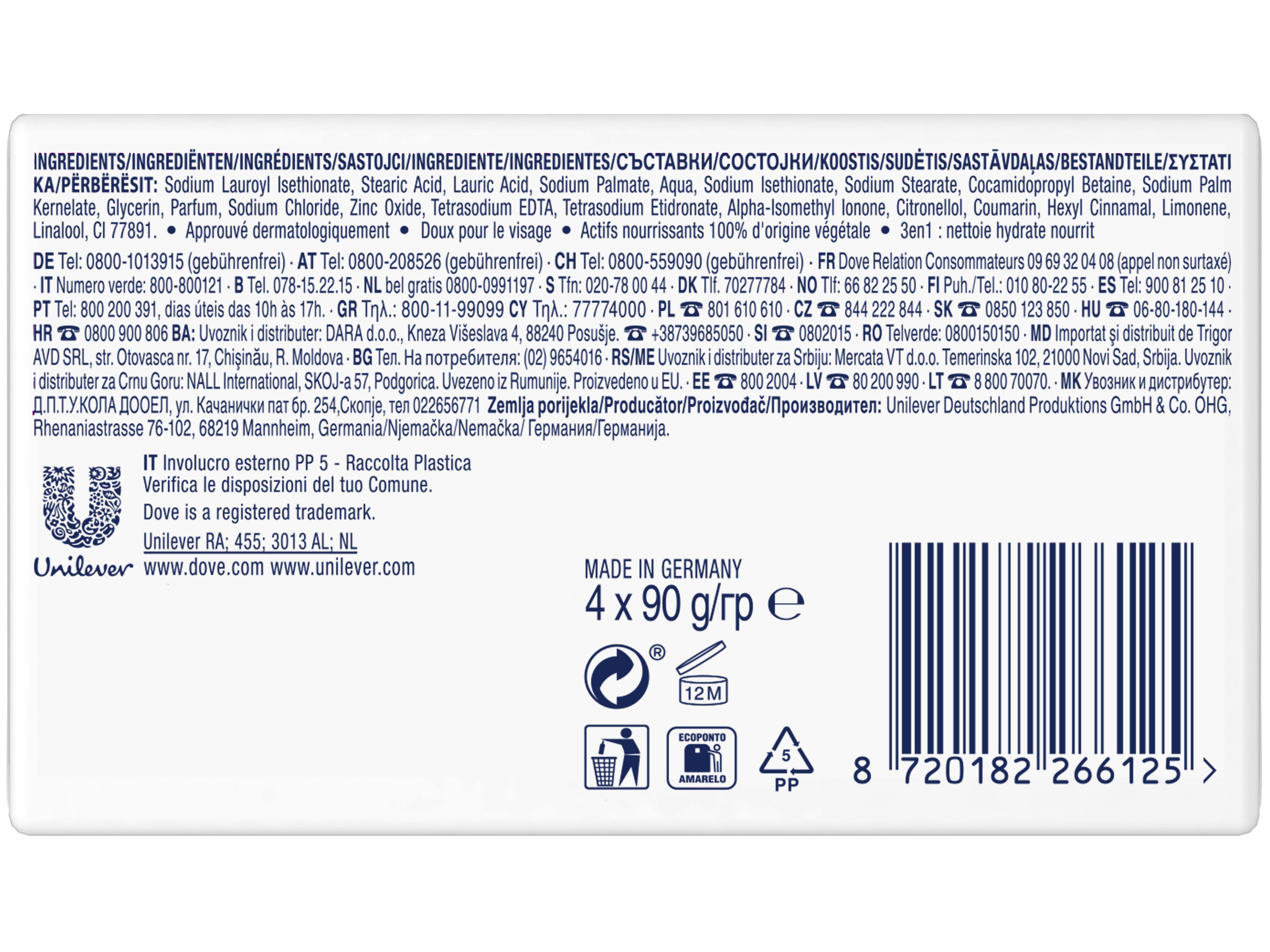 SABONETE DOVE REGULAR 4X90GR