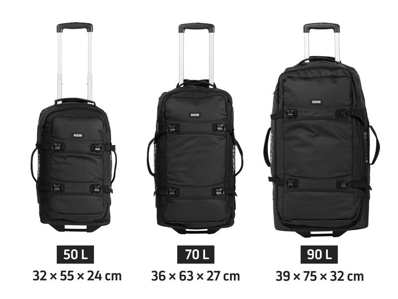 KOOR Reisekoffer Jiibs 70 L, Schwarz Reisetasche mit Rollen