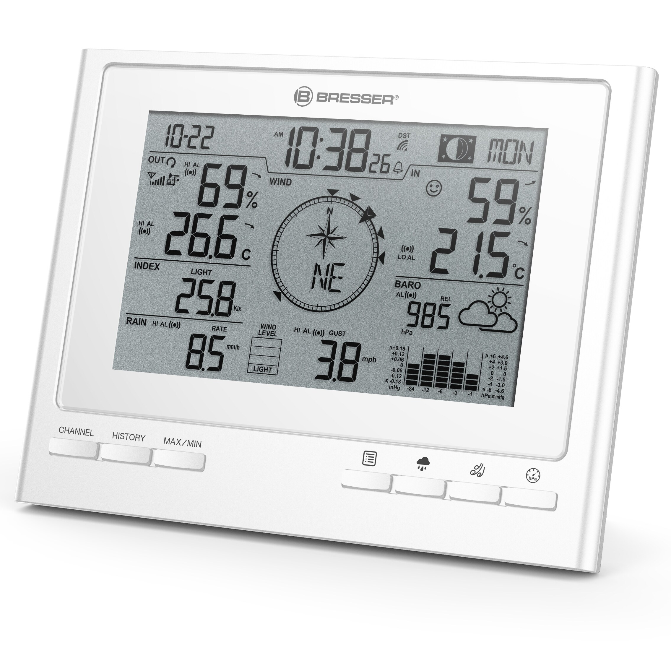 BRESSER zusätzliche / Ersatz-Basisstation für 7003100 ClimateScout Wetterstation Farbe: schwarz