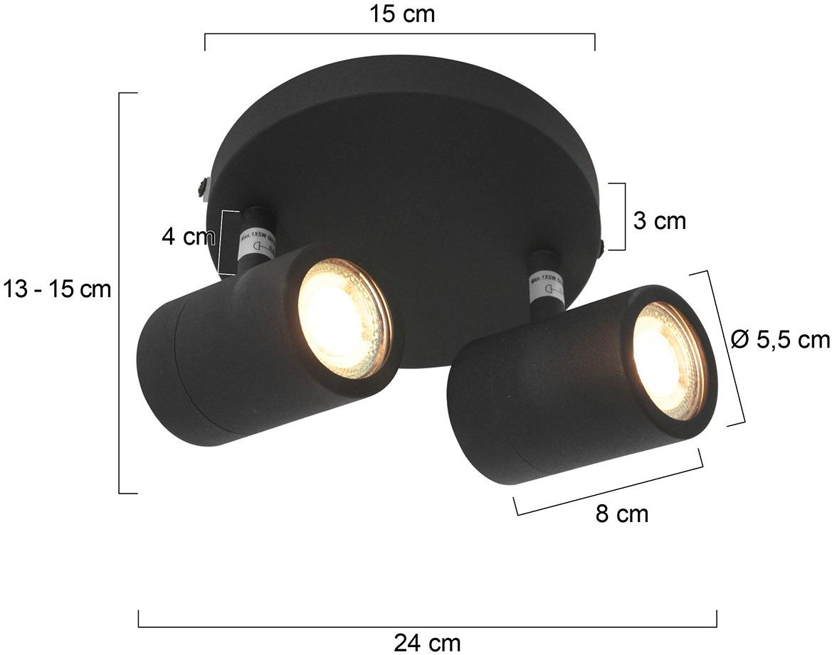 Plafondlamp 2478ZW Upround ⌀24  x H15 cm
