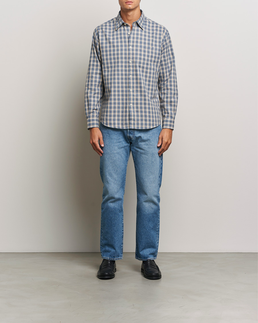 NN07 Deon Flannel Checked Shirt Blue