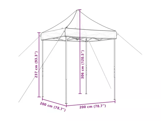 Tente de réception pliable escamotable marron 200x200x306 cm