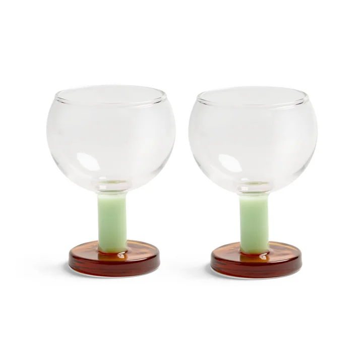 &klevering - Cantine Coupeglas, 200 ml, amber / grün (2er-Set)
