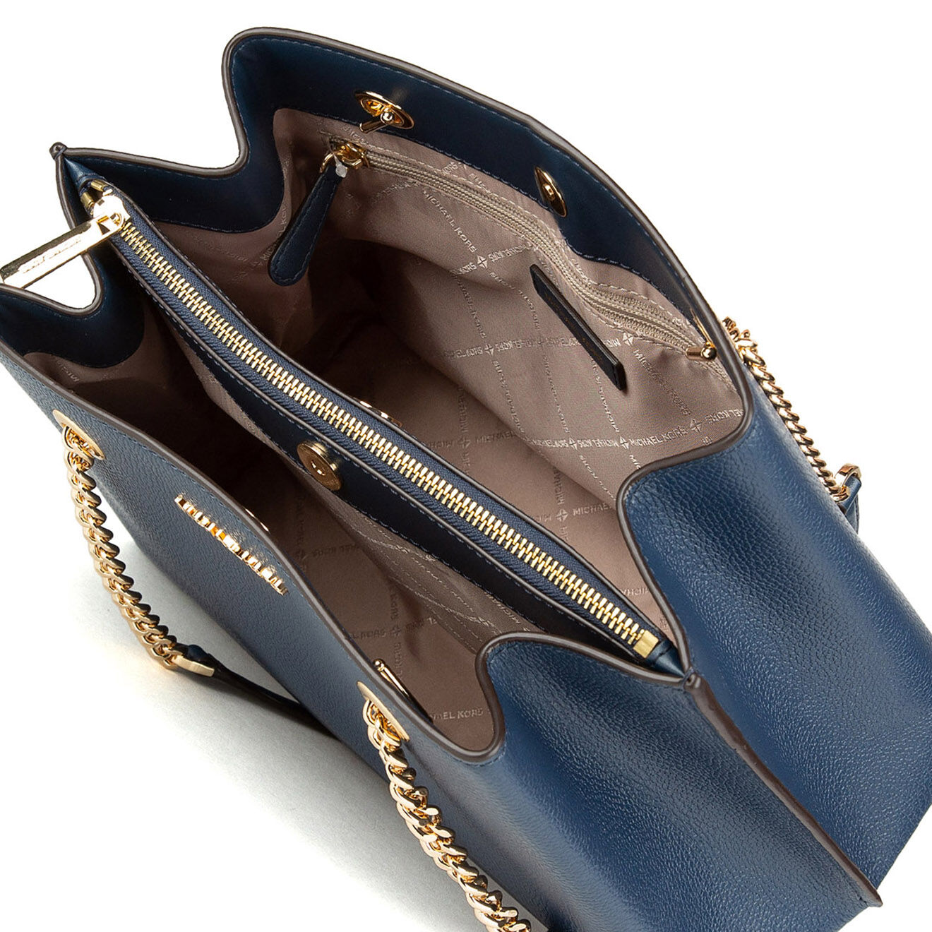 Michael Kors Sac porté épaule en Cuir Teagan bleu marine - 30x22x14 cm