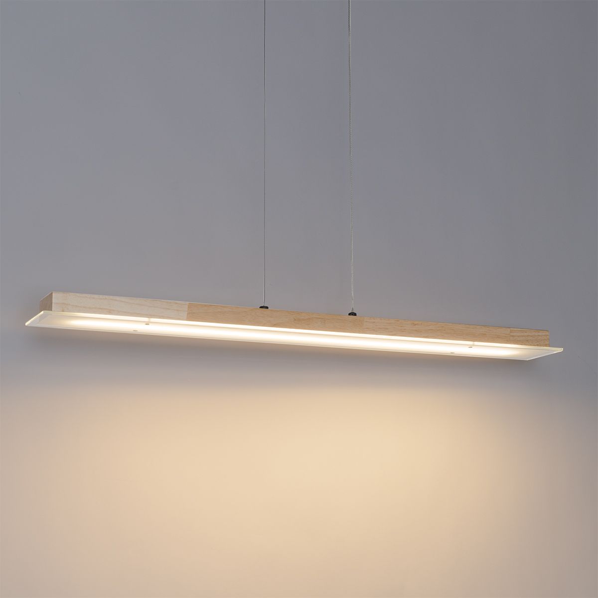 Landelijke hanglamp hout incl. LED met touchdimmer - Platina