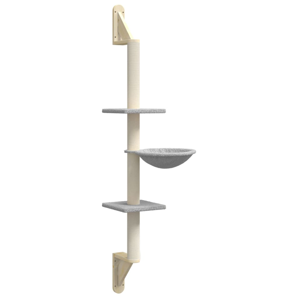 Arranhador de parede para gatos vidaXL, cinza claro, 142,5 cm