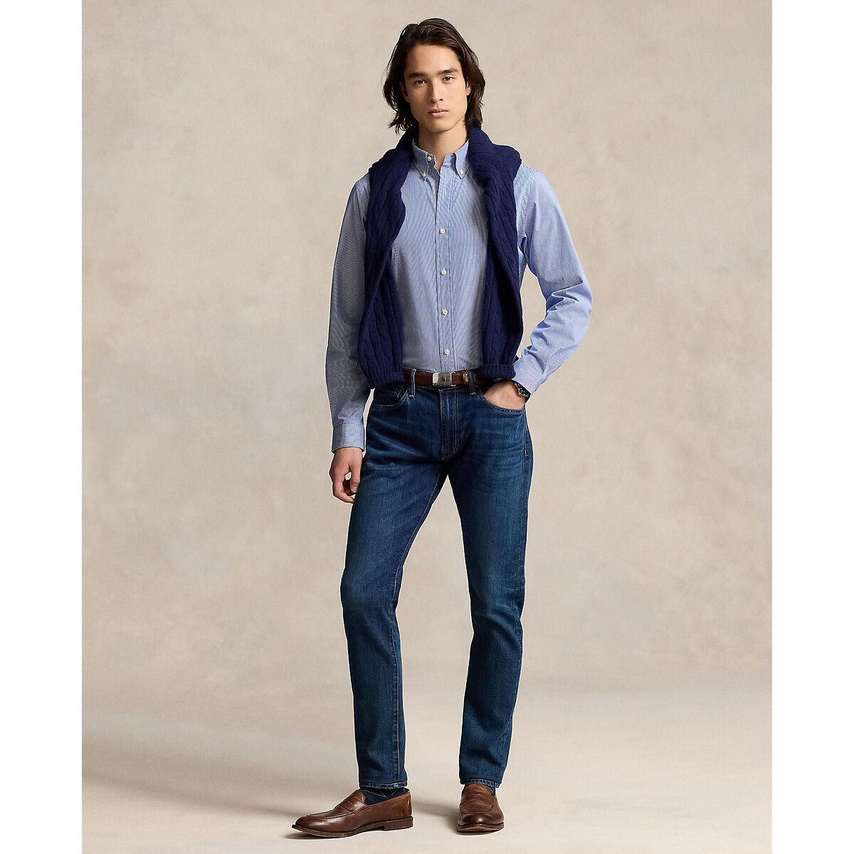 POLO RALPH LAUREN<br>Camisa ajustada em popeline elástica