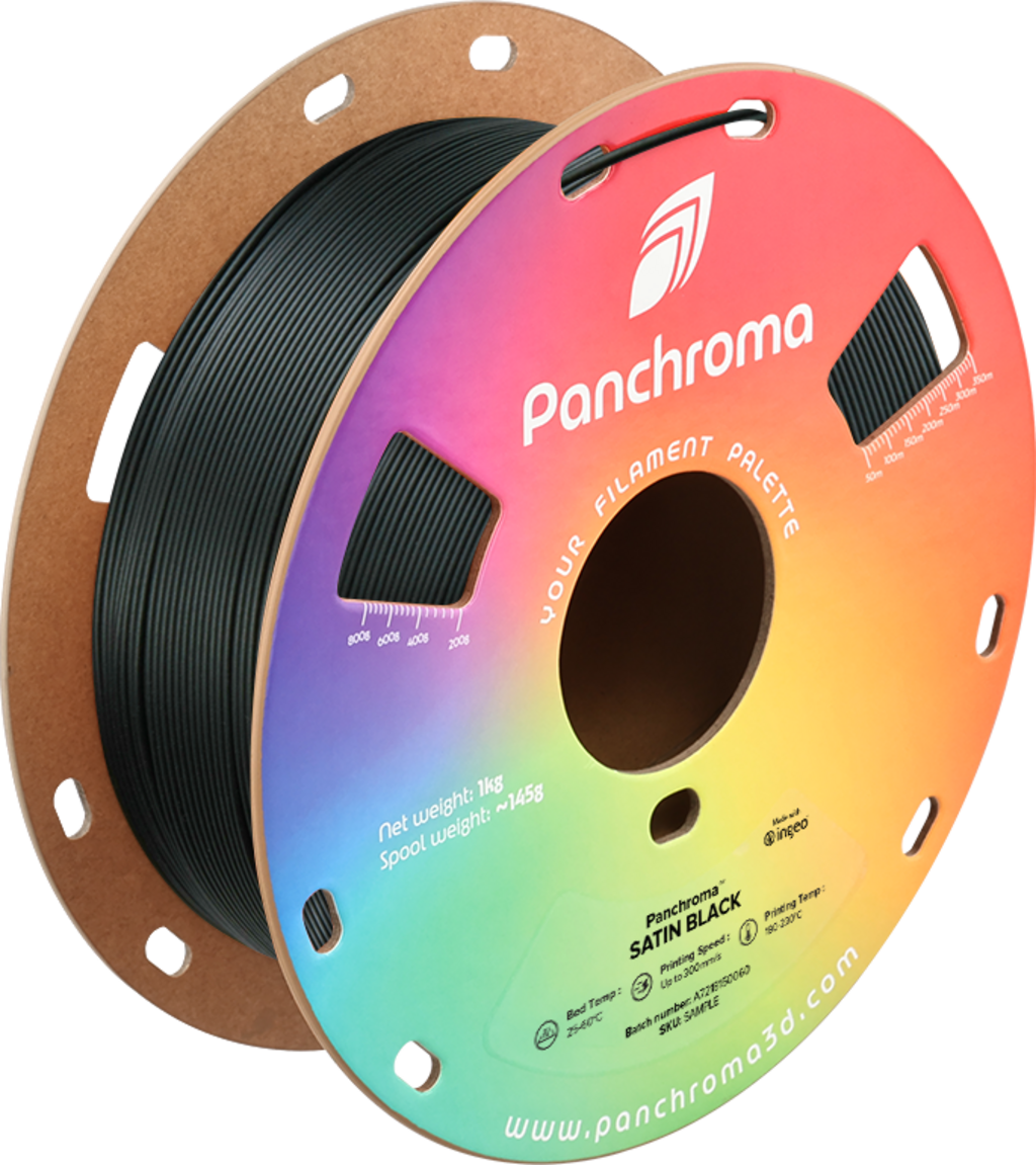 Polymaker  Panchroma™ PLA Satin Black, 1,75 mm / 1000 g    Satin PLA für glänzende Ideen & makellose Ergebnisse in Schwarz