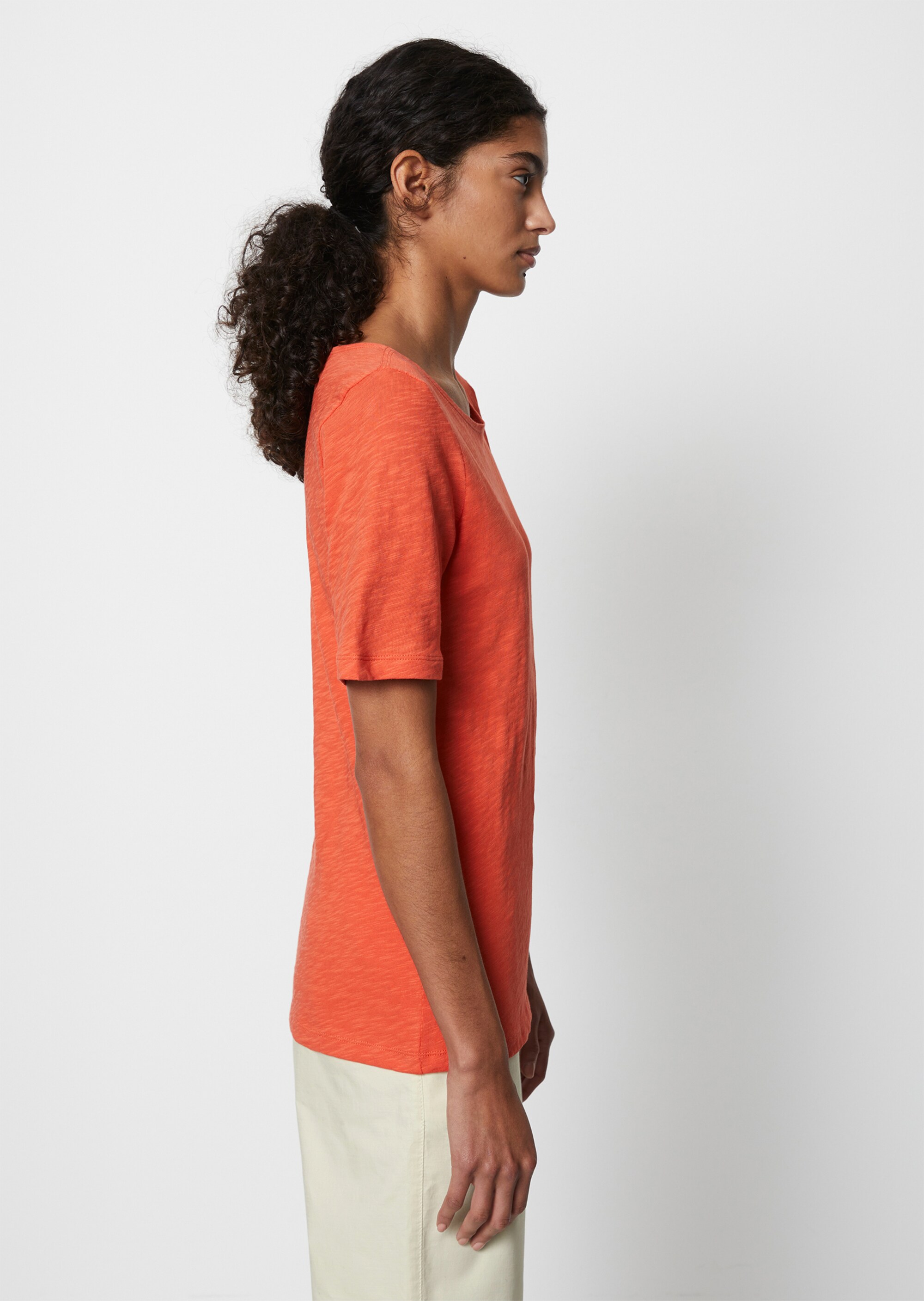 U-Boot-T-Shirt regularaus softem Slub-Jersey