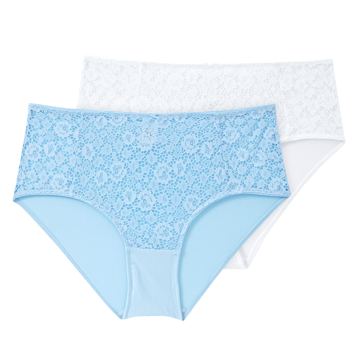 Gina Benotti 2 Damen Pantys aus Mikrofaser hellblau / weiss