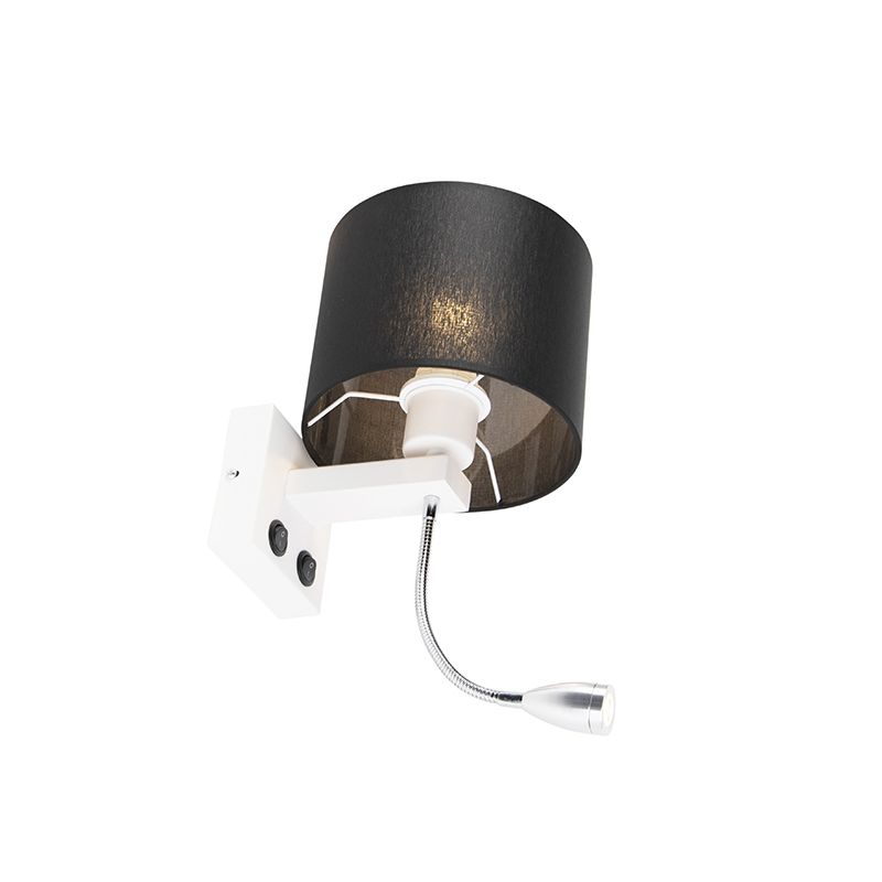 Moderne wandlamp wit met zwarte kap - Brescia