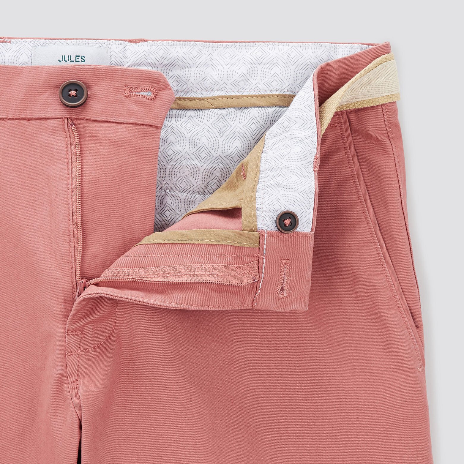 Bermuda chino uni avec ceinture Rose