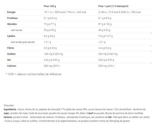 Gâteau énergétique Overstims Gatosport Sans Gluten Chocolat - 400g