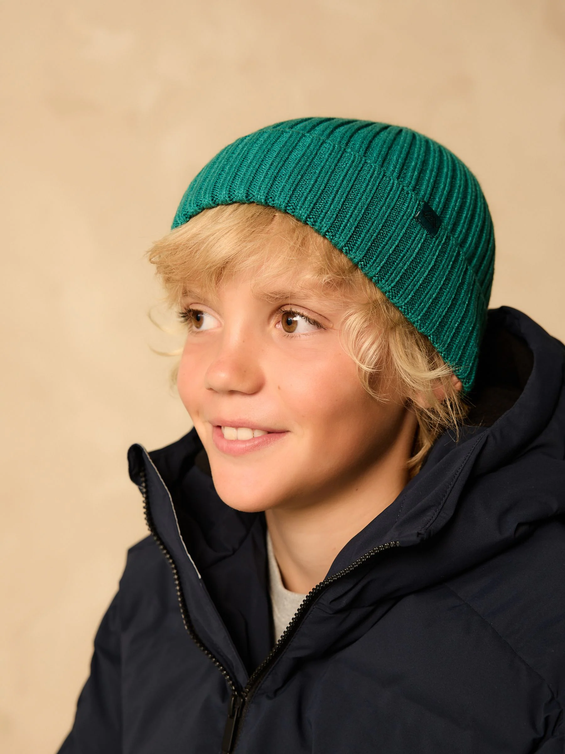 Donkergroen - Gebreide beanie-muts (1-16jr)