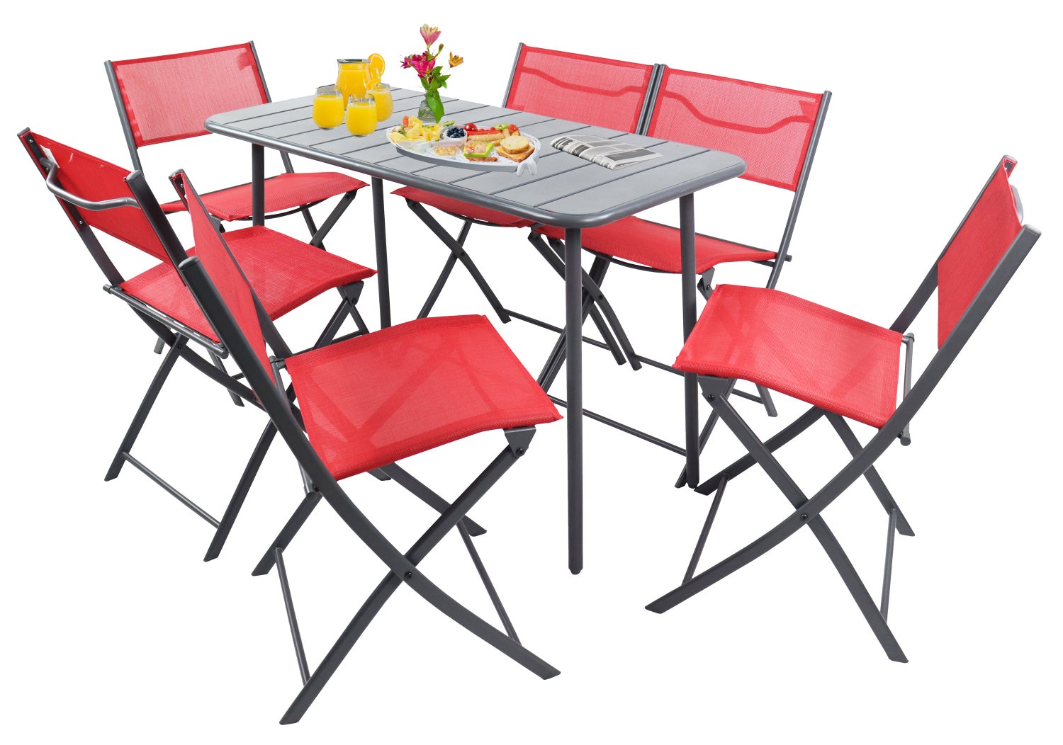 7-delige bistroset balkonset tuin Sumila rood