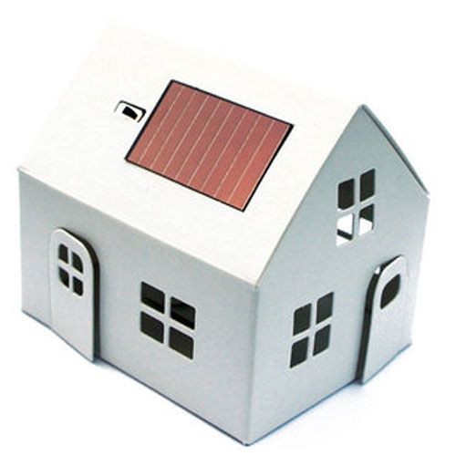Litogami bouwpakketje huisje met zonnepaneel - wit