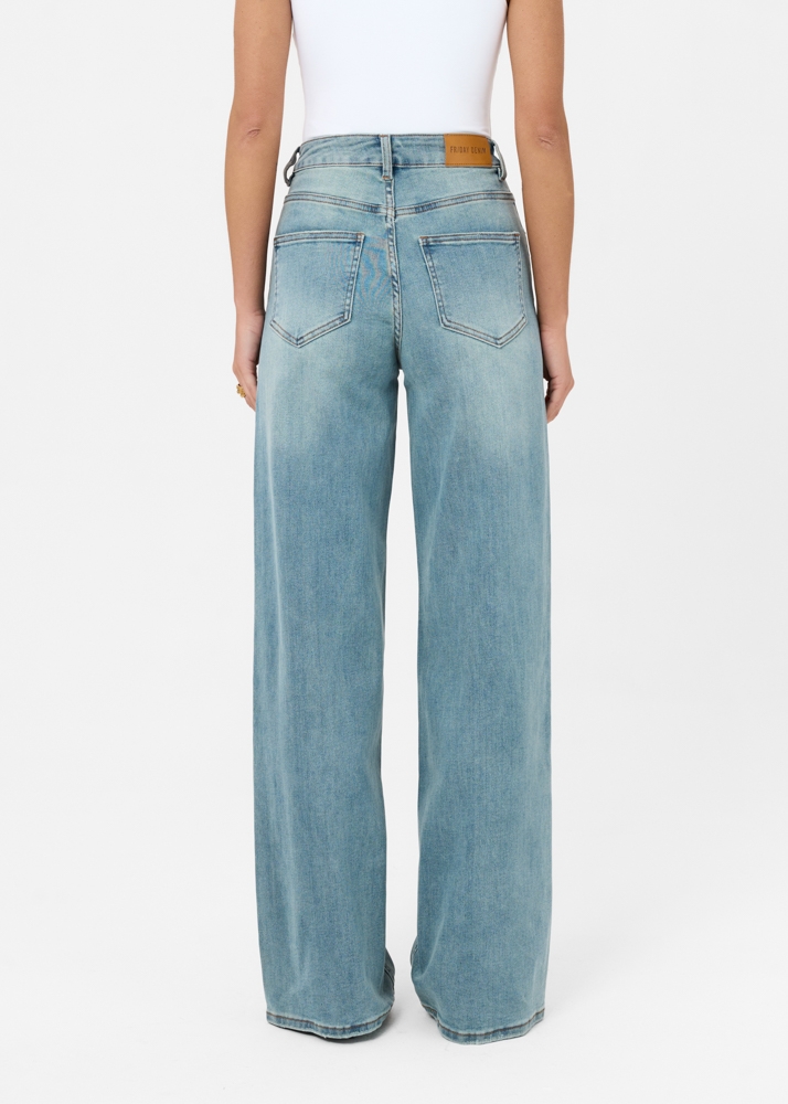 Wide leg stretch jeans smokey blauw