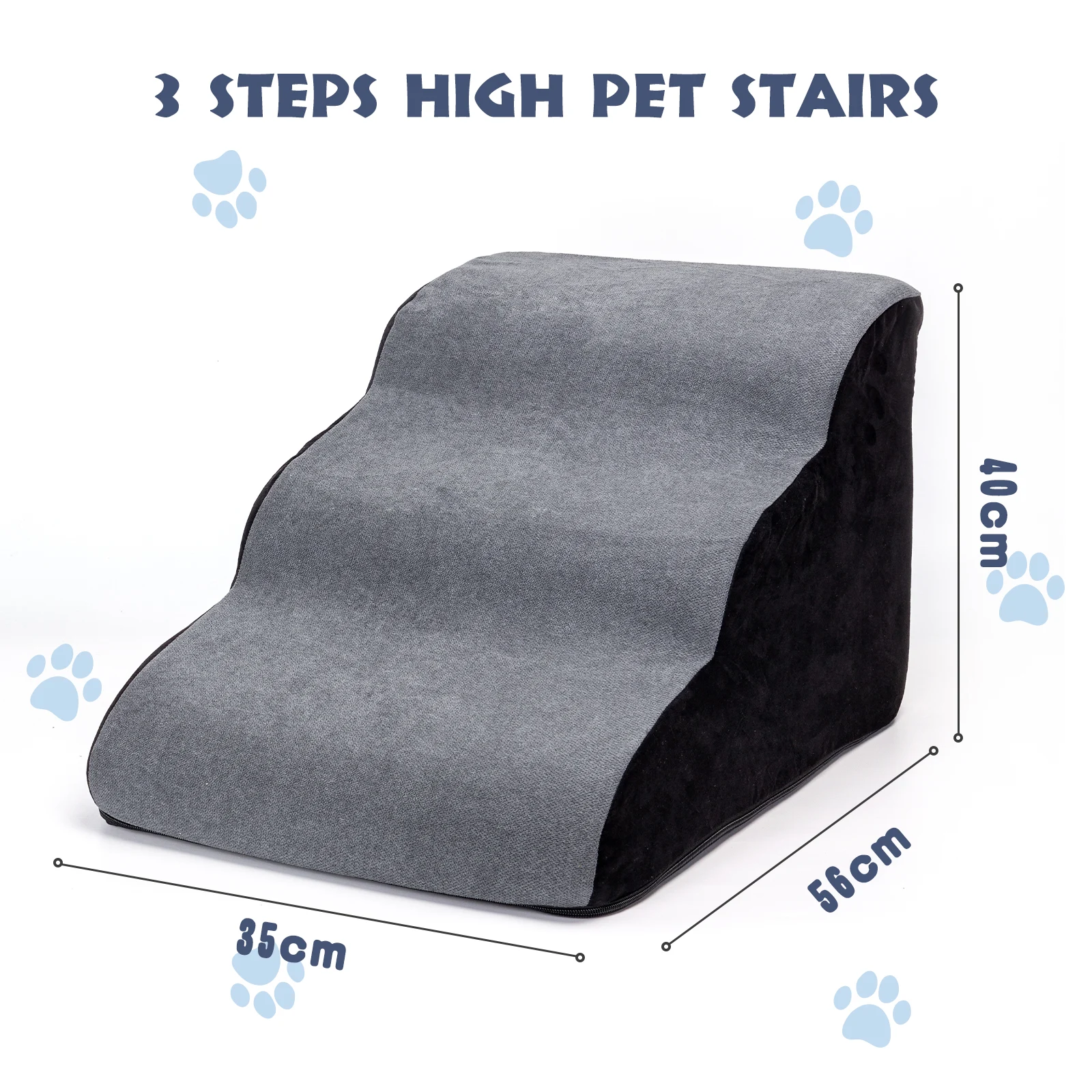 Escada para cães Nobleza, rampa de espuma de alta densidade para animais de estimação, escada de 3 degraus para camas altas, adequada para gatos, cães de pequeno e médio porte, filhotes e cães idosos.