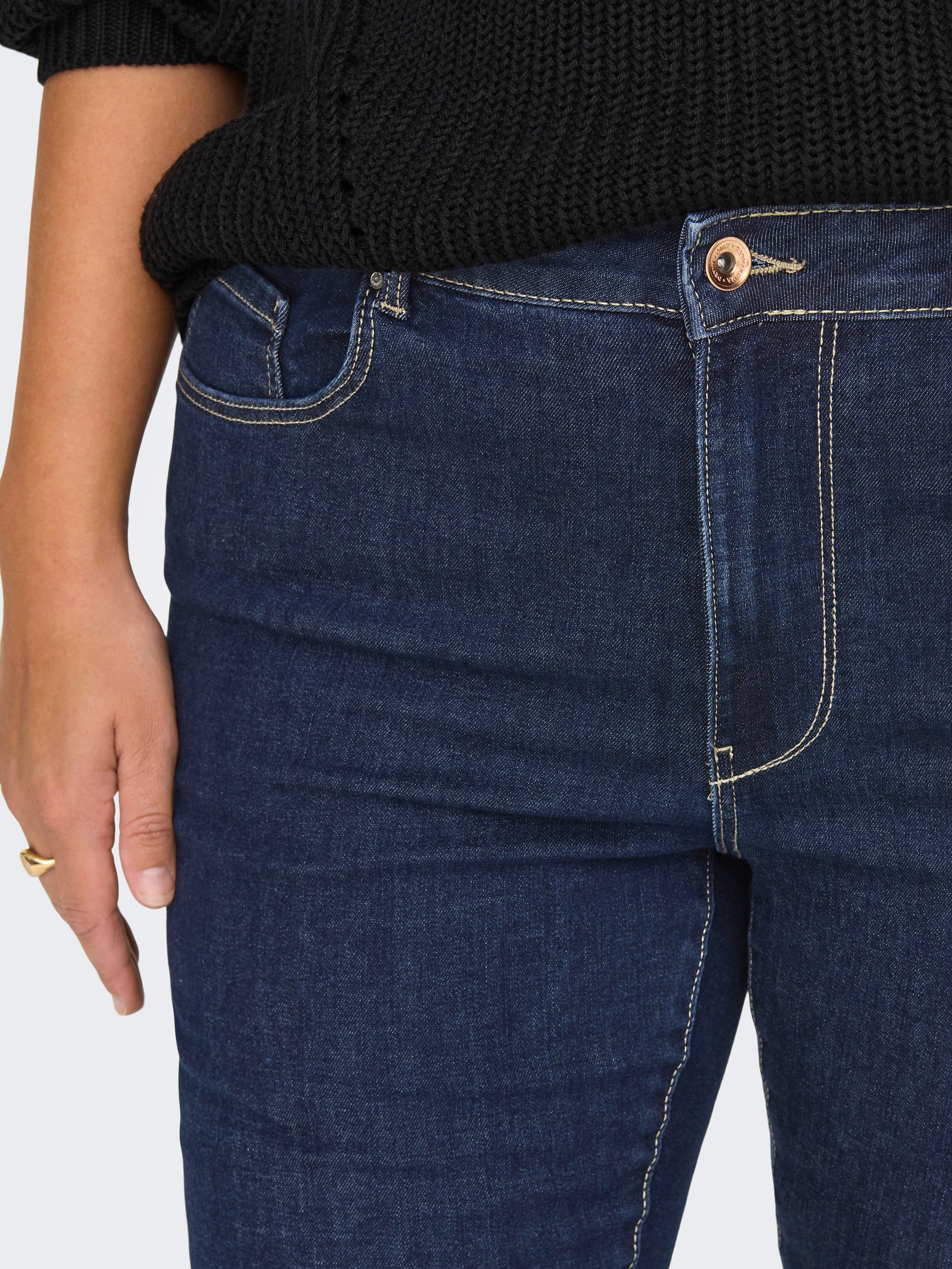 CARROSE Hohe Taille Skinny Fit Jeans Dark Blue Denim