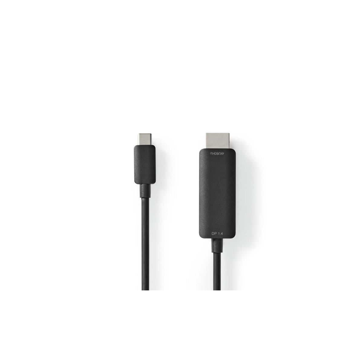 Nedis USB-C™ Adapter | USB 3.2 Gen 1 | USB-C™ Hann | HDMI ™ -kontakt | 4K@60Hz | 2.00 m | Rund | Nikkel belagt | PVC | Sort | Boks
