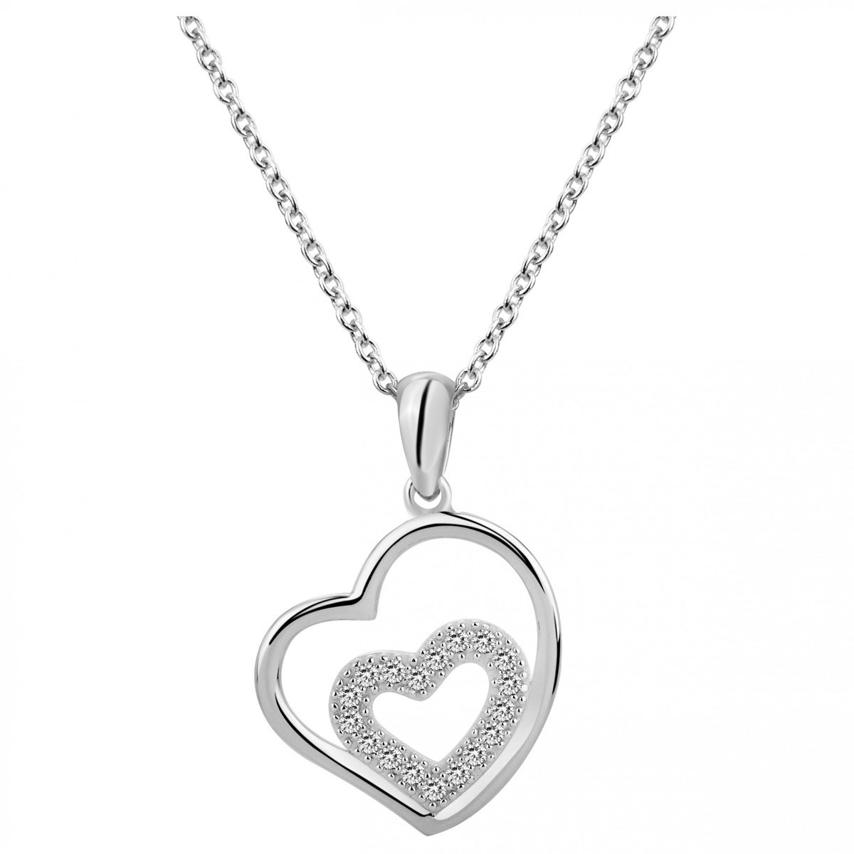 Collier mono-motif en Argent avec oxyde de zirconium blanc